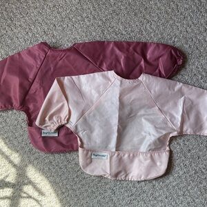 2-Pack Waterproof Baby Smock Bibs in Dusty Rose & Blush